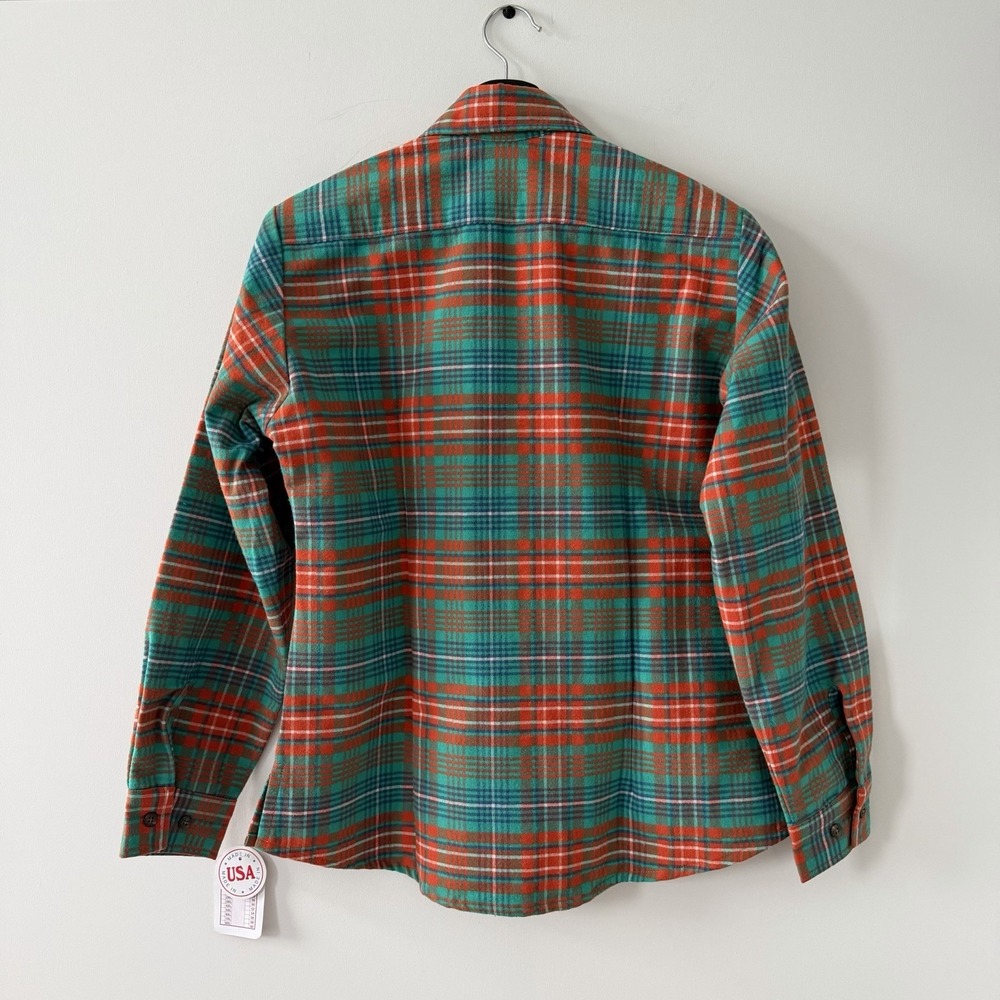 Johnson Woolen Mills Green Mountain Flannel Shirt Womens S Orange Button Up USA - Picture 6 of 7